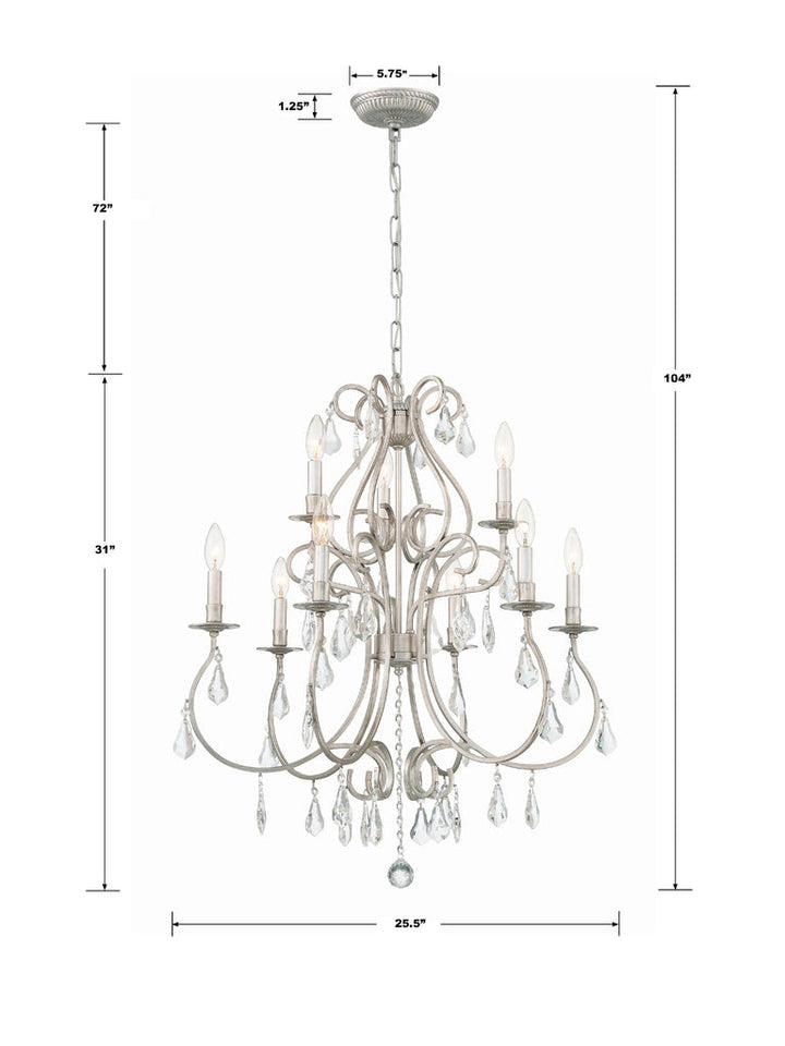 Crystorama Crystorama Ashton 9 Light Hand Cut Crystal Olde Silver Chandelier