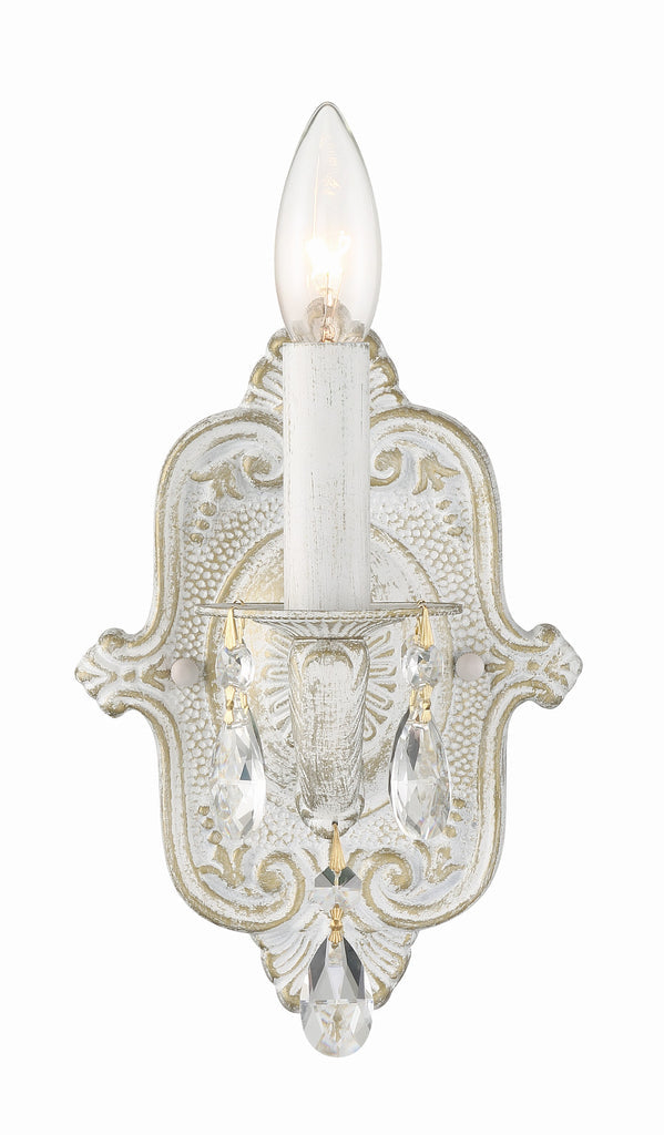 Crystorama Crystorama Paris Market 1 Light Clear Crystal Antique White Sconce