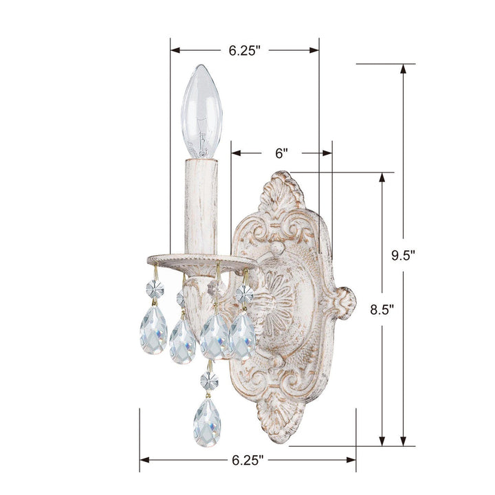 Crystorama Crystorama Paris Market 1 Light Clear Crystal Antique White Sconce