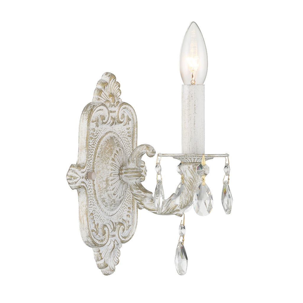 Crystorama Crystorama Paris Market 1 Light Swarovski Strass Crystal Antique White Sconce