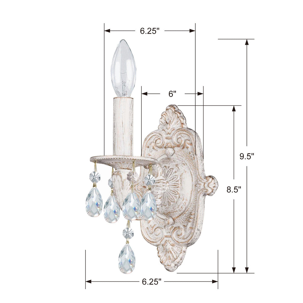 Crystorama Crystorama Paris Market 1 Light Swarovski Strass Crystal Antique White Sconce