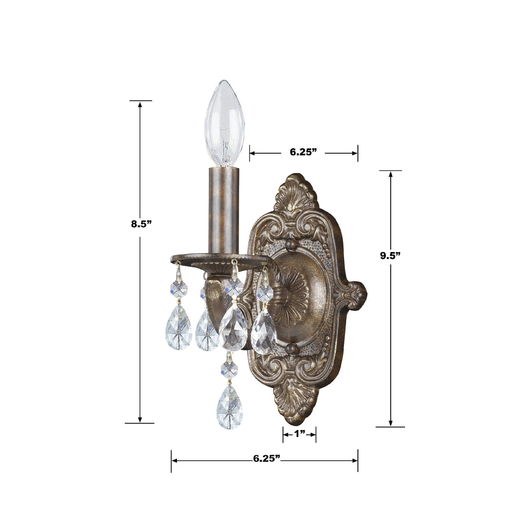 Crystorama Crystorama Paris Market 1 Light Clear Crystal Antique White Sconce