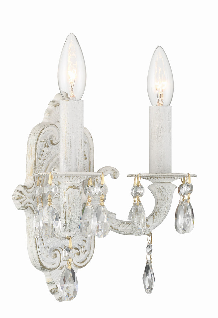 Crystorama Crystorama Paris Market 2 Light Clear Crystal Antique White Sconce