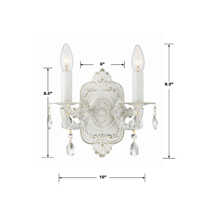 Crystorama Crystorama Paris Market 2 Light Clear Crystal Antique White Sconce