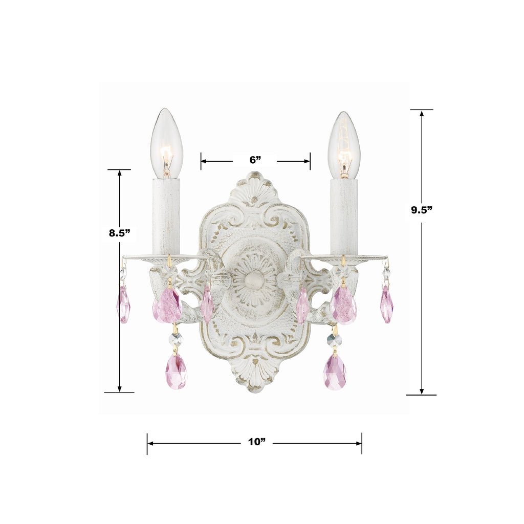 Crystorama Crystorama Paris Market 2 Light Clear Crystal Antique White Sconce