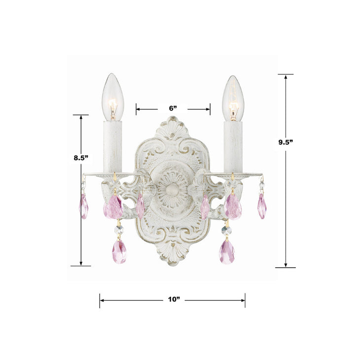 Crystorama Crystorama Paris Market 2 Light Clear Crystal Antique White Sconce