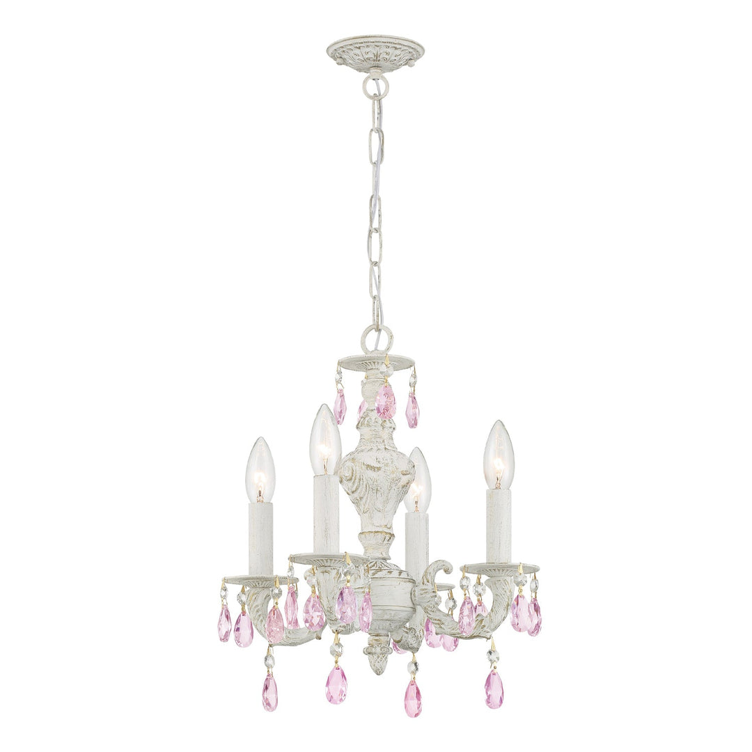 Crystorama Crystorama Paris Market 4 Light Rose Crystal Antique White Mini Chandelier