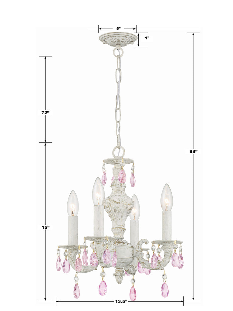 Crystorama Crystorama Paris Market 4 Light Clear Crystal Antique White Mini Chandelier