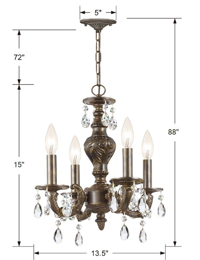 Crystorama Crystorama Paris Market 4 Light Spectra Crystal Venetian Bronze Mini Chandelier