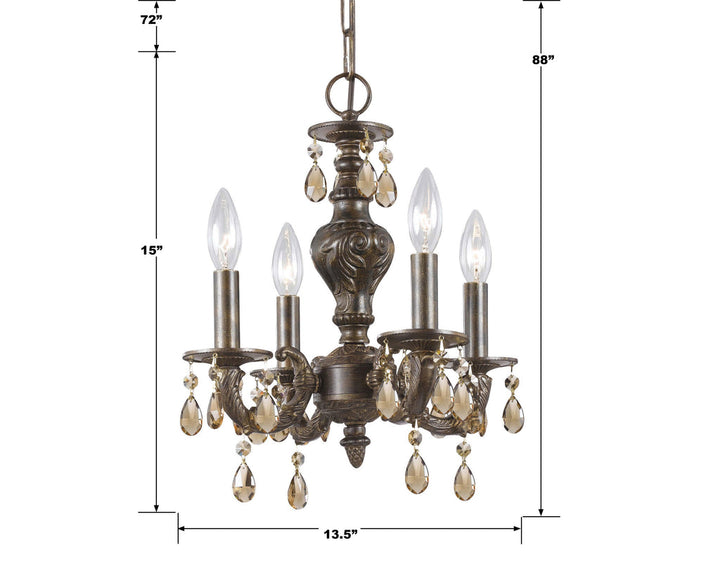 Crystorama Crystorama Paris Market 4 Light Clear Crystal Venetian Bronze Mini Chandelier