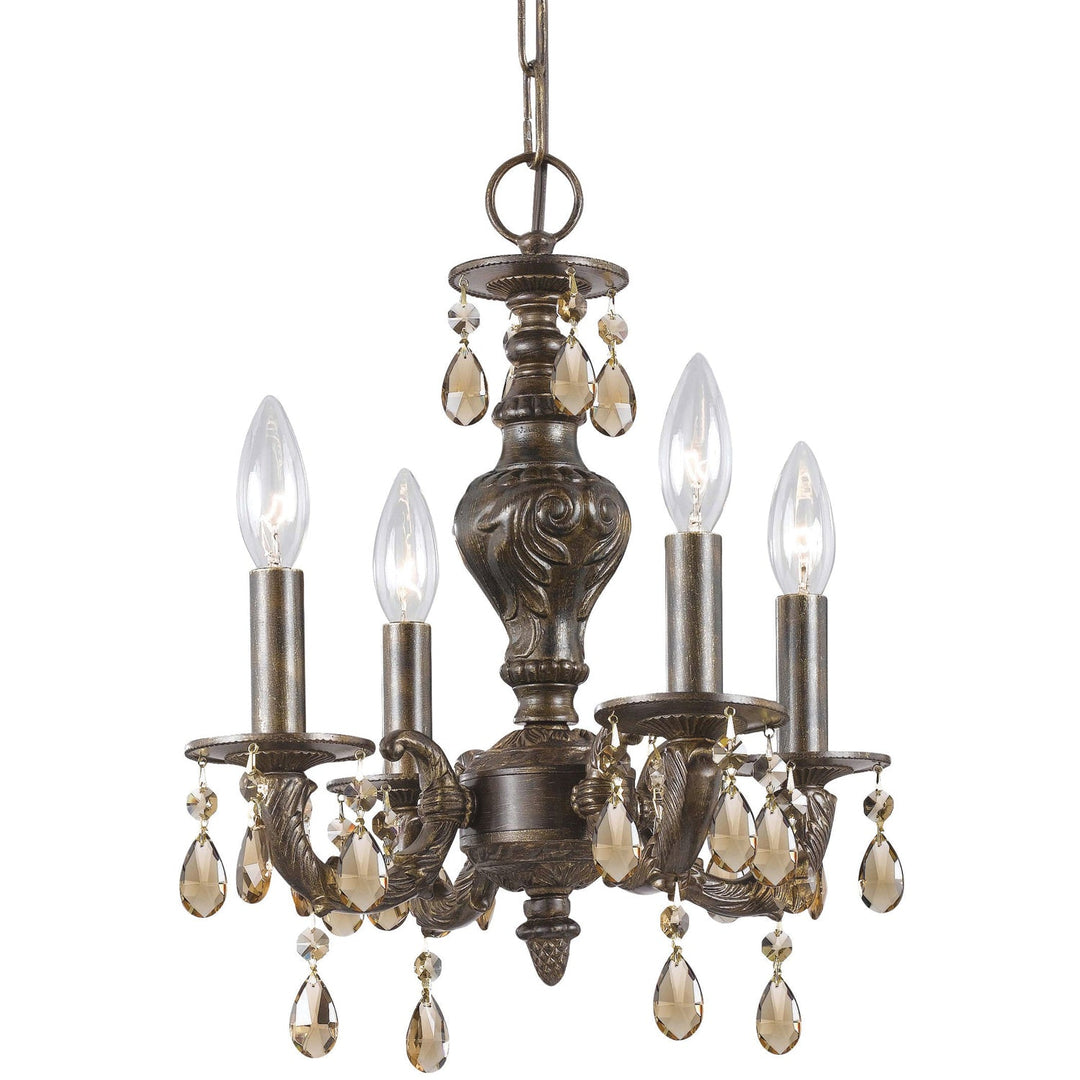 Crystorama Crystorama Paris Market 4 Light Golden Teak Swarovski Strass Crystal Venetian Bronze Mini Chandelier
