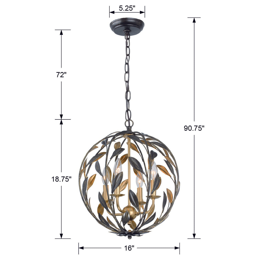 Crystorama Crystorama Broche 4 Light English Bronze + Antique Gold Sphere Mini Chandelier