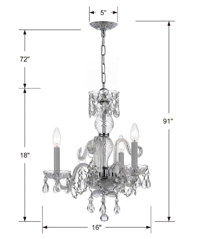 Crystorama Crystorama Traditional Crystal 3 Light Swarovski Strass Crystal Polished Chrome Mini Chandelier