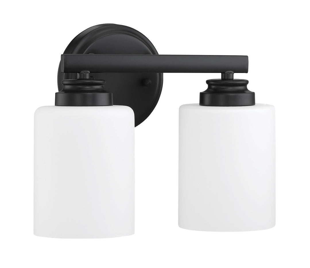 ##Antique Hardware## Bolden 2 Light Vanity in Flat Black (White Glass)