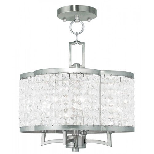 4 Light Brushed Nickel Chandelier/Ceiling Mount Livex