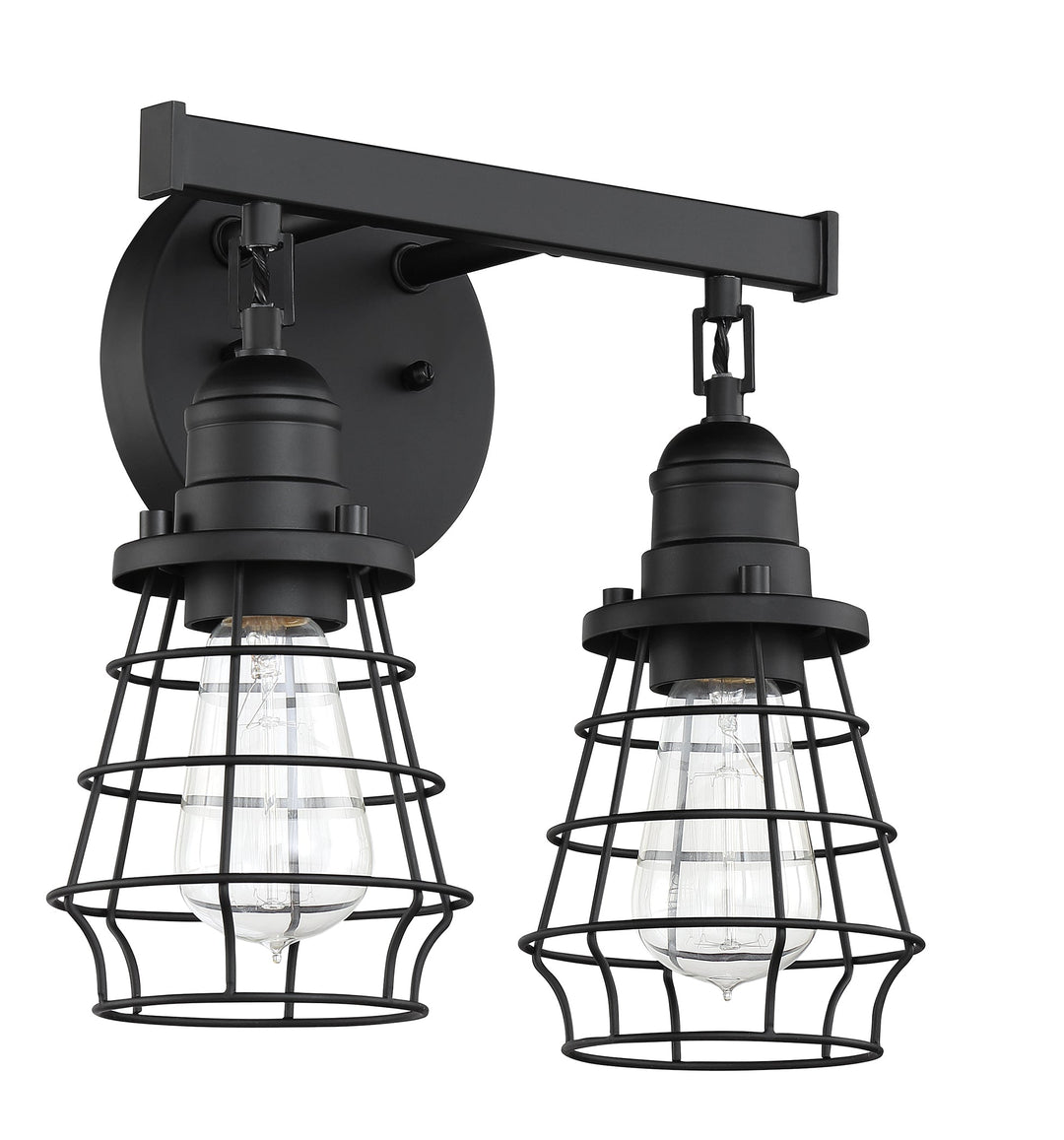 ##Antique Hardware## Thatcher 2 Light Vanity in Flat Black