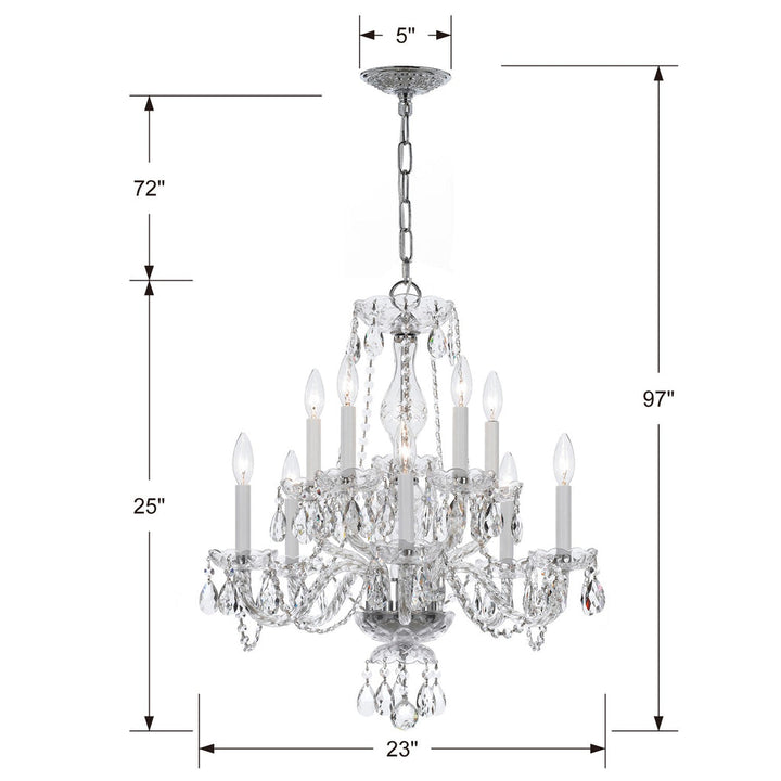 Crystorama Crystorama Traditional Crystal 10 Light Clear Crystal Polished Chrome Chandelier