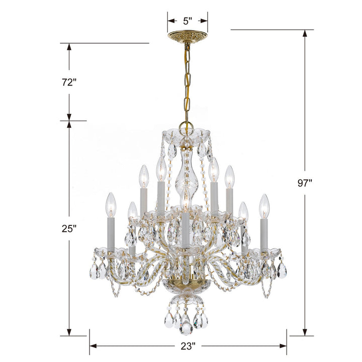 Crystorama Crystorama Traditional Crystal 10 Light Spectra Crystal Polished Brass Chandelier