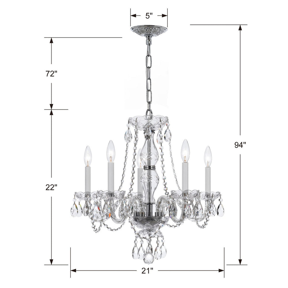 Crystorama Crystorama Traditional Crystal 5 Light Crystal Polished Chrome Chandelier