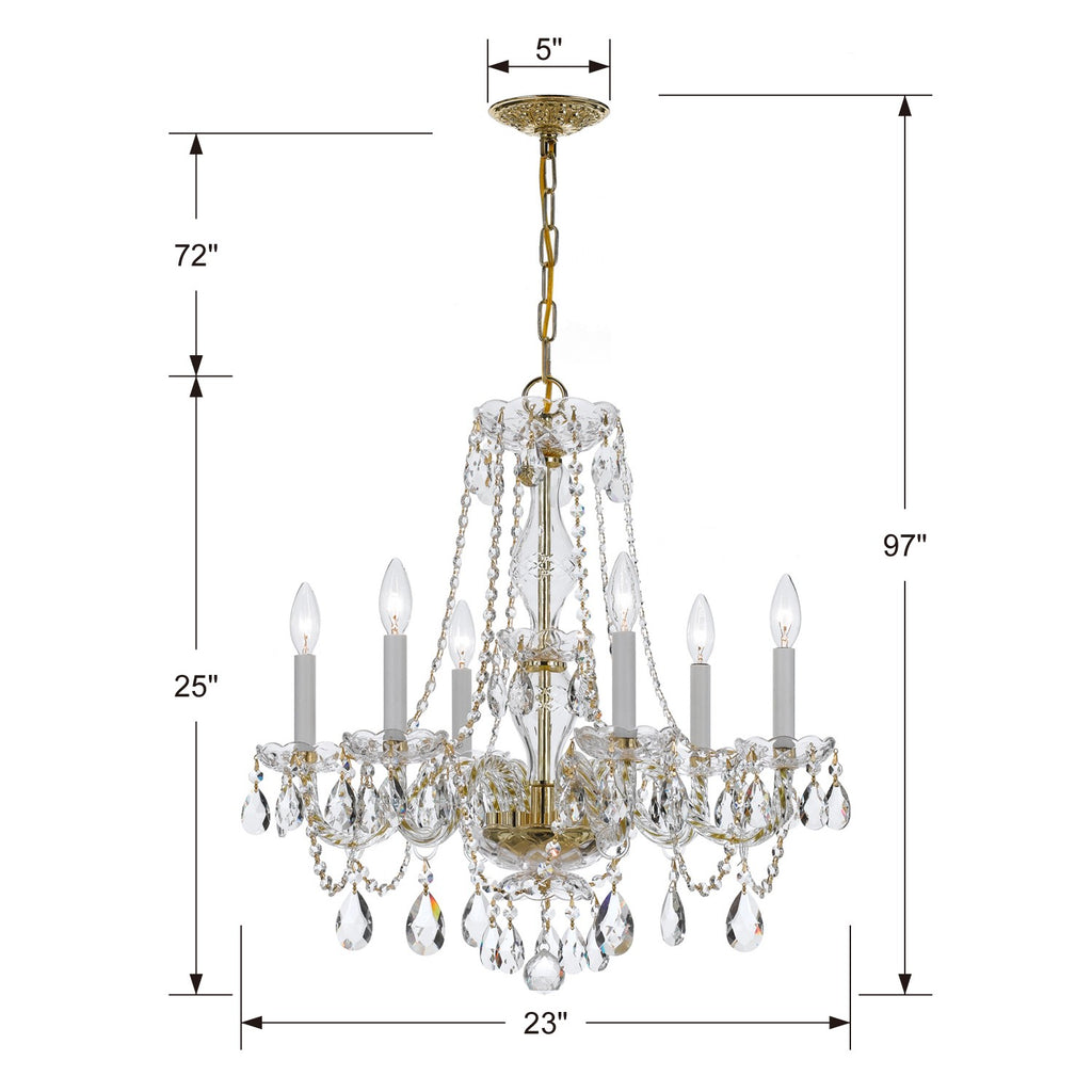 Crystorama Crystorama Traditional Crystal 6 Light Crystal Polished Brass Chandelier