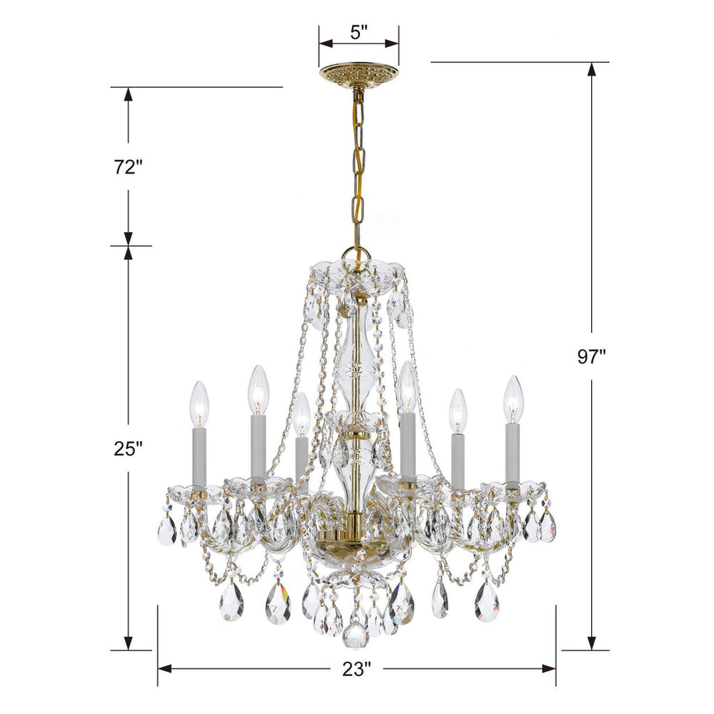 Crystorama Crystorama Traditional Crystal 6 Light Spectra Crystal Polished Brass Chandelier