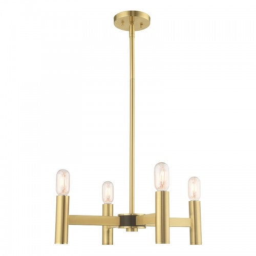 4 Light Satin Brass Chandelier Livex
