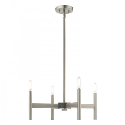 4 Light Brushed Nickel Chandelier Livex