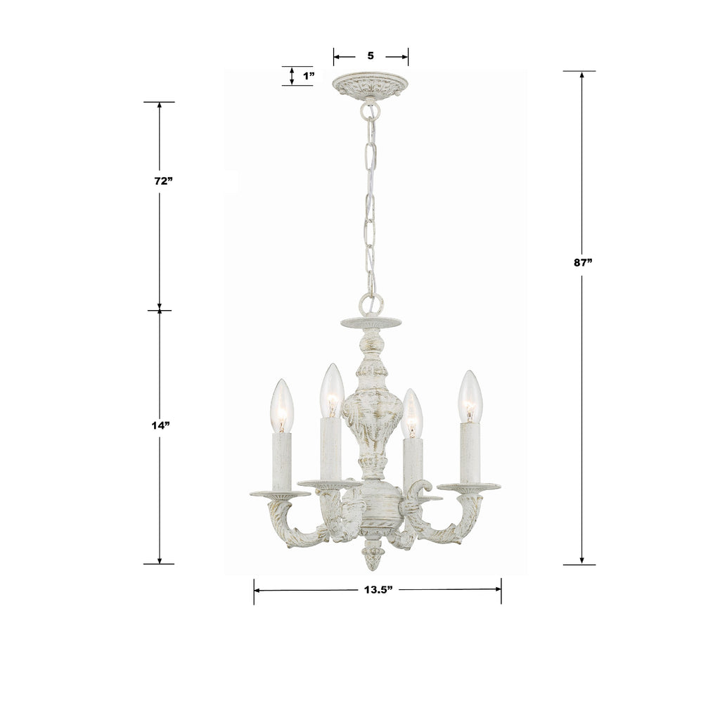 Crystorama Crystorama Paris Market 4 Light Antique White Mini Chandelier