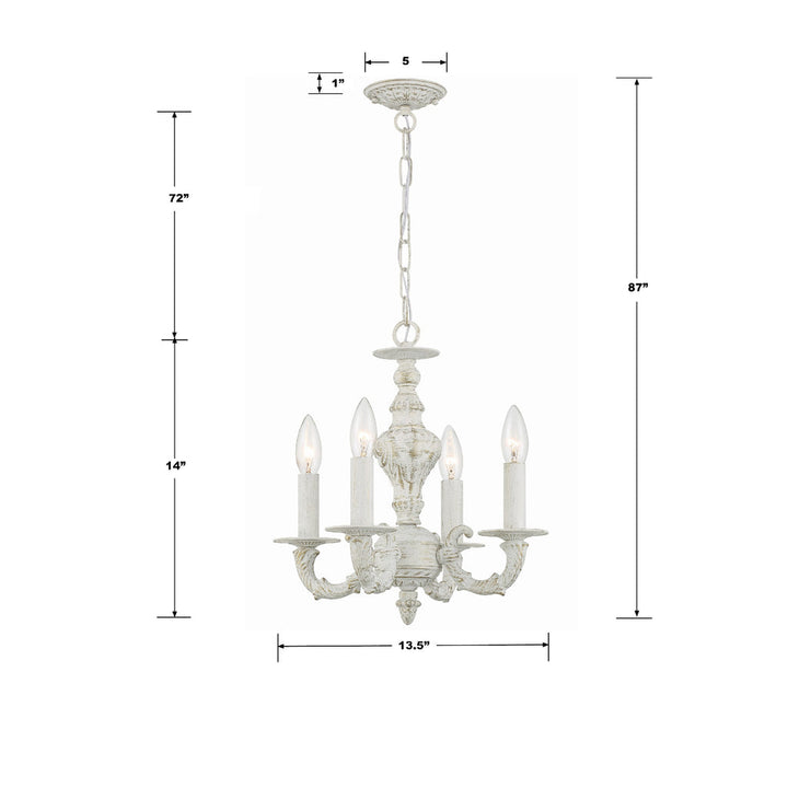 Crystorama Crystorama Paris Market 4 Light Antique White Mini Chandelier