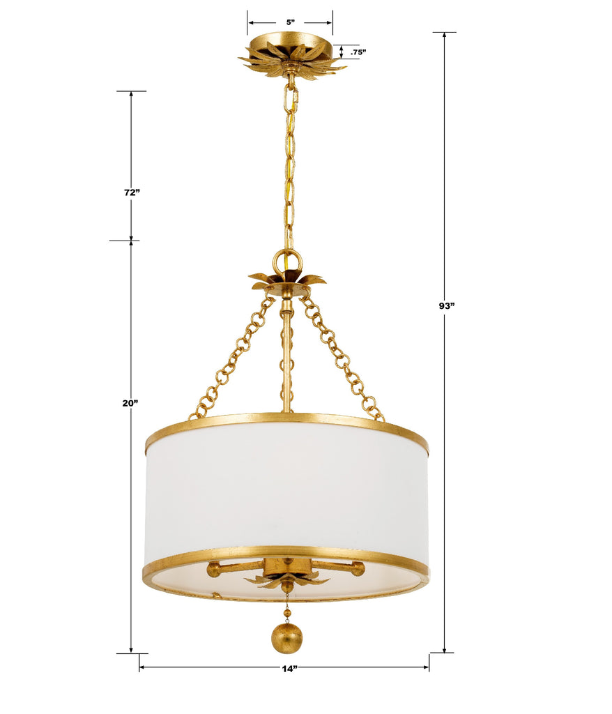Crystorama Crystorama Broche 3 Light Antique Gold Mini Chandelier