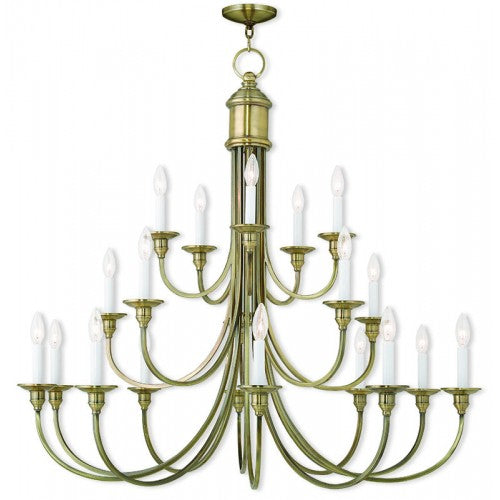20 Light Antique Brass Foyer Chandelier Livex