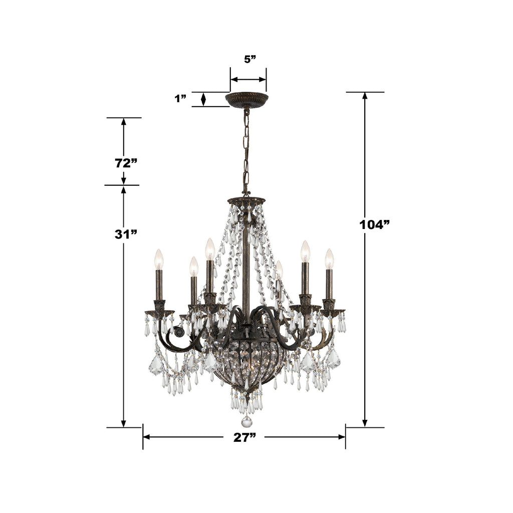 Crystorama Crystorama Vanderbilt 6 Light Hand Cut Crystal English Bronze Chandelier