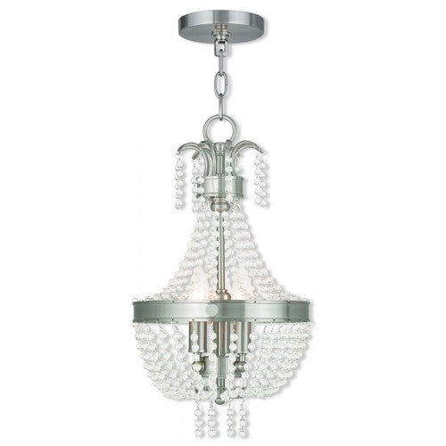 3 Light Brushed Nickel Single Pendant Livex