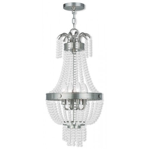 4 Light Brushed Nickel Single Pendant Livex