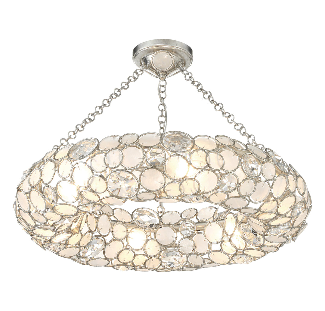 Crystorama Crystorama Palla 6 Light Antique Silver Semi Flush Mount