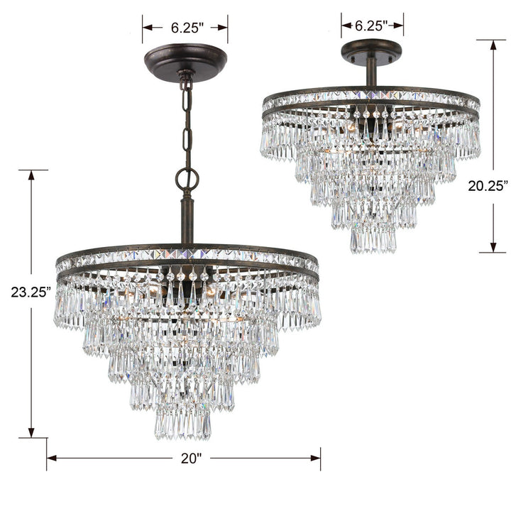 Crystorama Crystorama Mercer 7 Light Hand Cut Crystal English Bronze Chandelier
