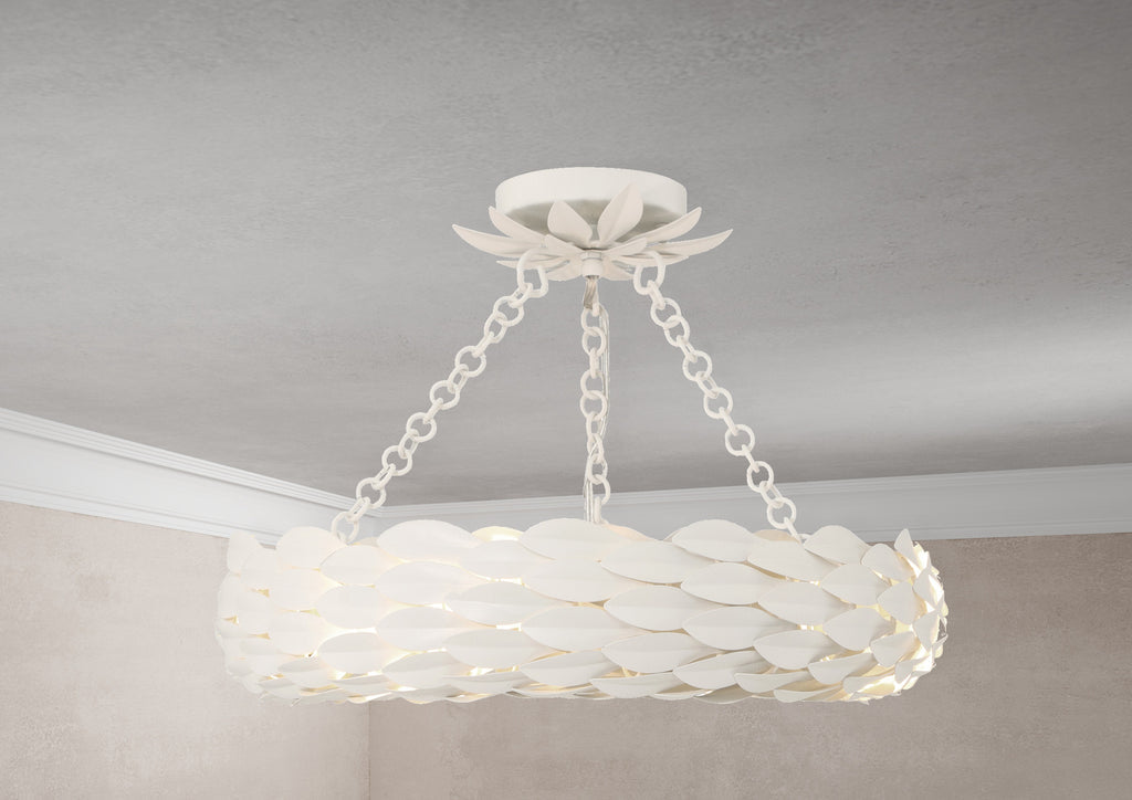Broche 6 Light Matte White Semi Flush Mount Crystorama