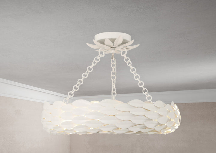 Broche 6 Light Matte White Semi Flush Mount Crystorama