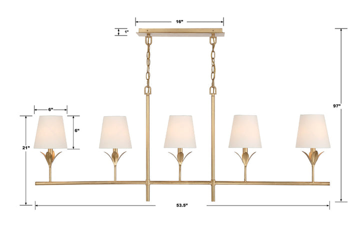 Crystorama Crystorama Broche 5 Light Antique Gold Chandelier
