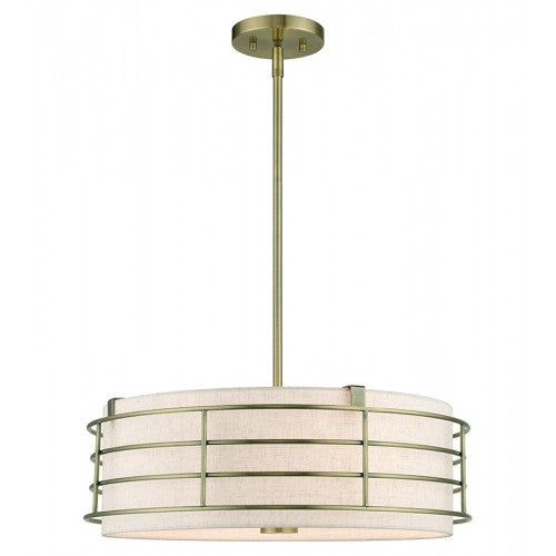 4 Light Antique Brass Pendant Chandelier Livex