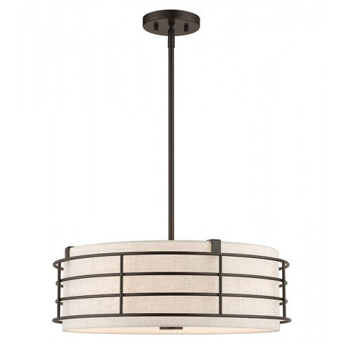 4 Light English Bronze Pendant Chandelier Livex