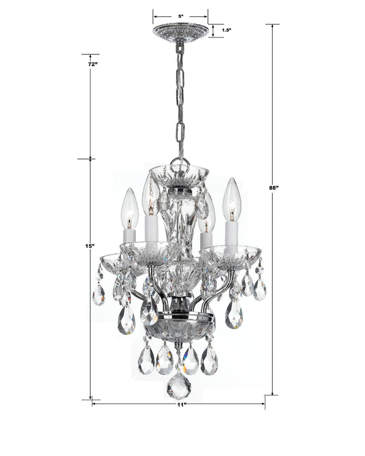 Crystorama Crystorama Traditional Crystal 4 Light Hand Cut Crystal Polished Chrome Mini Chandelier