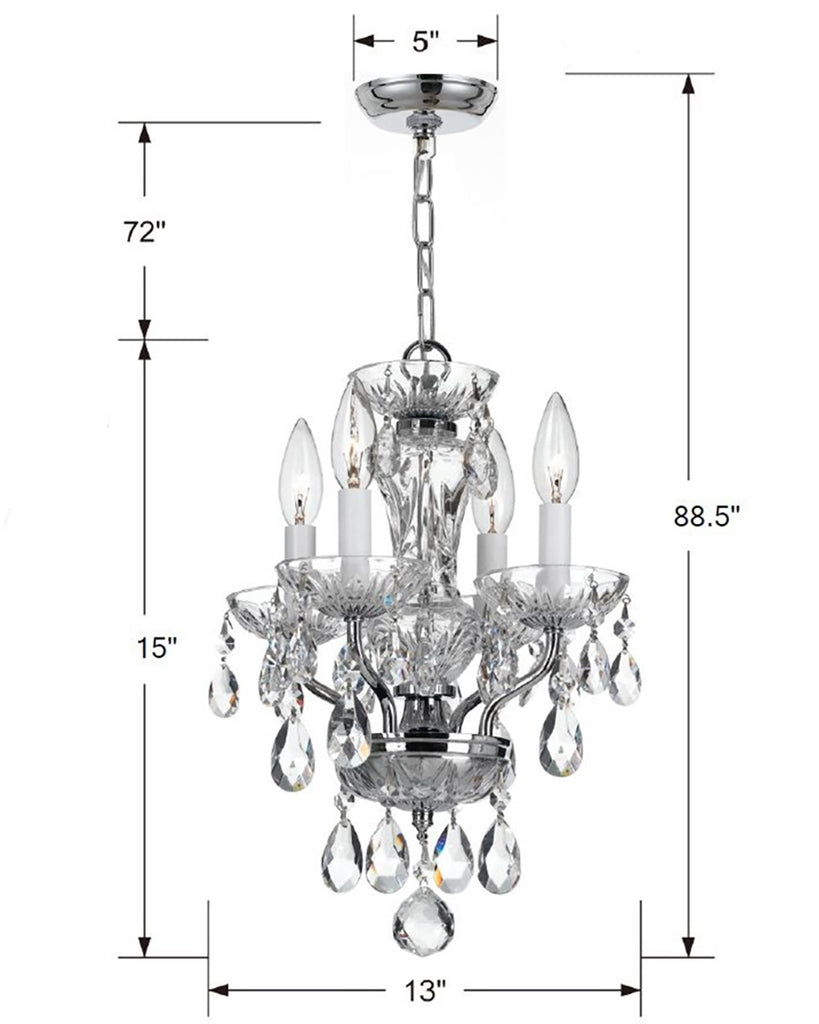 Crystorama Crystorama Traditional Crystal 4 Light Swarovski Strass Crystal Polished Chrome Mini Chandelier
