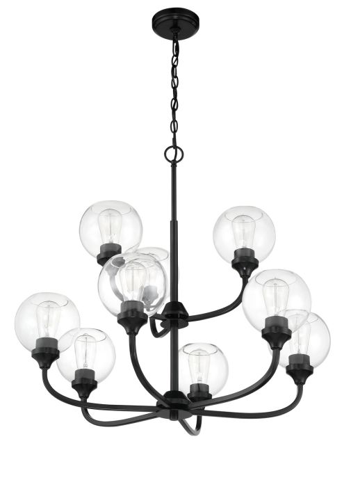 ##Antique Hardware## Glenda 9 Light Chandelier in Flat Black