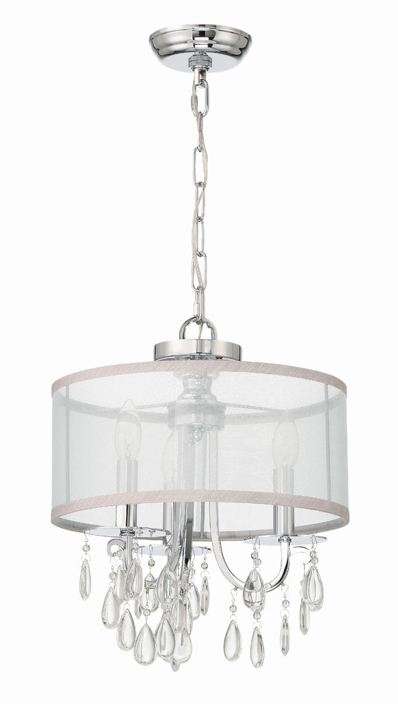 Crystorama Crystorama Hampton 3 Light Polished Chrome Clear Crystal Drum Shade Mini Chandelier