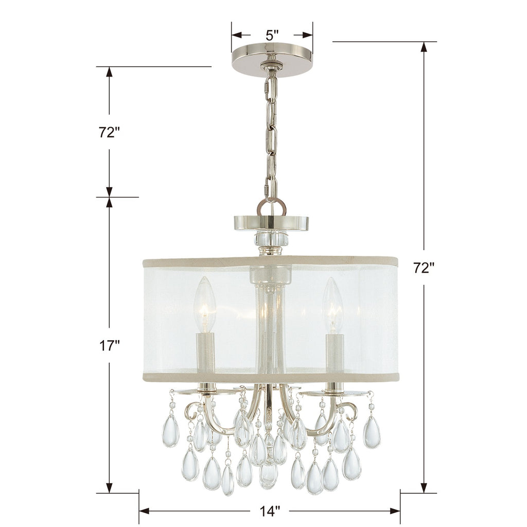 Crystorama Crystorama Hampton 3 Light Polished Chrome Clear Crystal Drum Shade Mini Chandelier