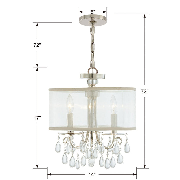 Crystorama Crystorama Hampton 3 Light Polished Chrome Clear Crystal Drum Shade Mini Chandelier