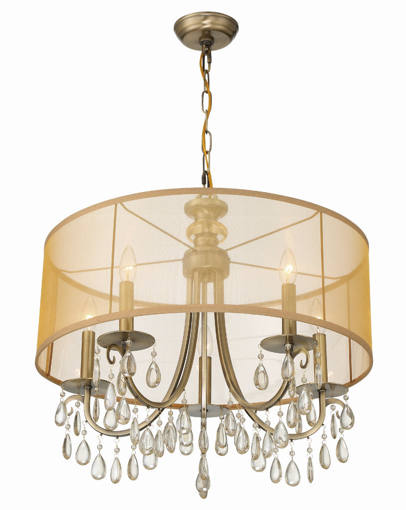 Crystorama Crystorama Hampton 5 Light Drum Shade Antique Brass Chandelier