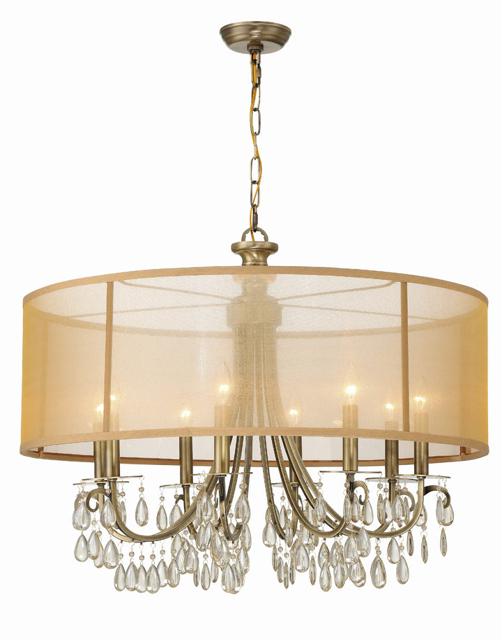 Crystorama Crystorama Hampton 8 Light Drum Shade Antique Brass Chandelier