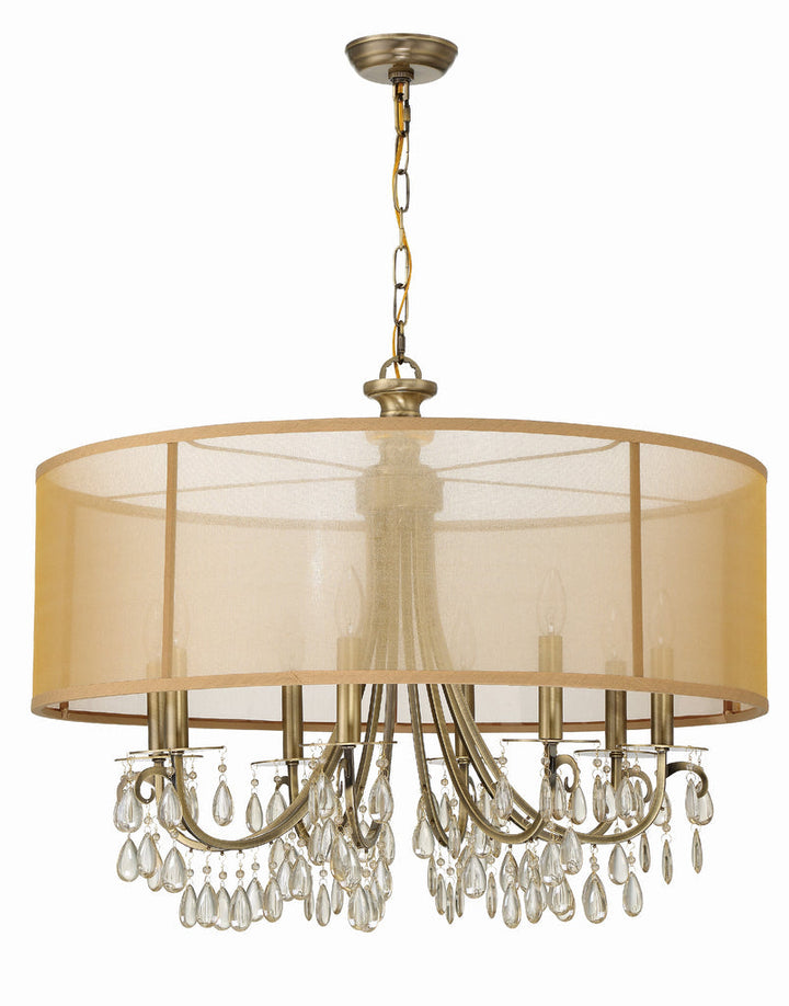 Crystorama Crystorama Hampton 8 Light Drum Shade Antique Brass Chandelier